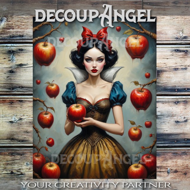 Papier Mousseline Pommes blanches et rouges à la neige #1 - Découpag (Créateur téléchargé)