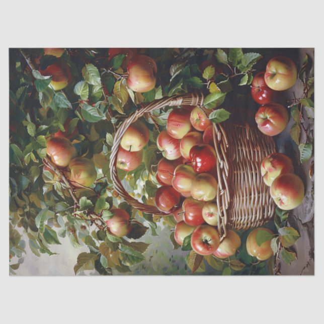 Papier Mousseline Pommes dans un panier Peinture à vie fixe Découpag (Recto)