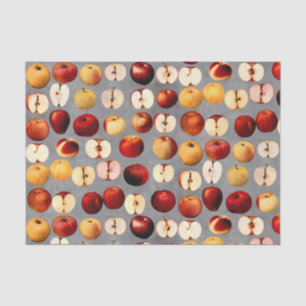 Papier Mousseline Pommes rouges et dorées sur Motif gris