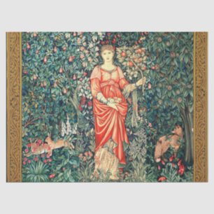 PAPIER MOUSSELINE POMONA TENANT DES FRUITS EN VERDURE, ANIMAUX FORES