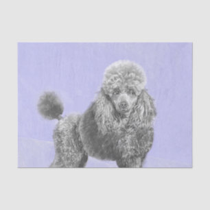Papier Mousseline Poodé Jouet miniature Argent gris bleu Chien Art