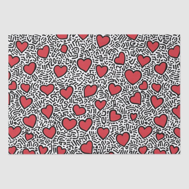 Papier Mousseline Pop Art Heart Motif (Recto)