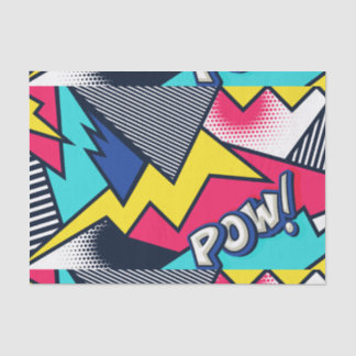 Papier Mousseline Pop art pow ! Pattern à Magenta, Blue et Black