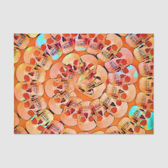 Papier Mousseline Pop crâne gothique Art Orange Cool Motif spiral (Recto)