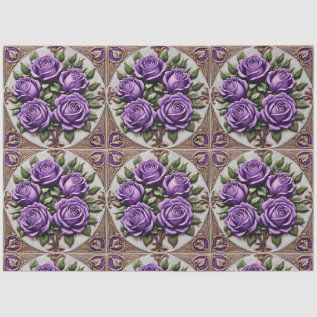 Papier Mousseline Populaire violet Roses belle collection (Recto)