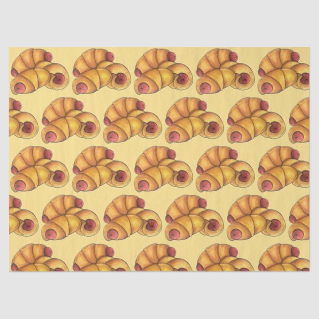 Papier Mousseline Porcs dans une couverture Croissant Rouleau Hot Ch (Recto)