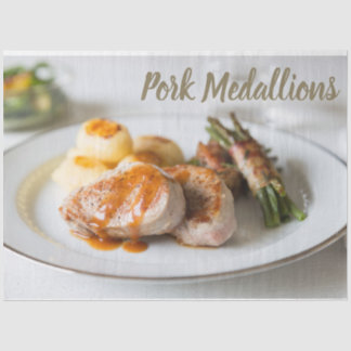 Papier Mousseline Pork medallions tenderloin with potatoes and beans