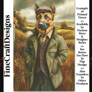 Papier Mousseline Portrait berger allemand, paysage CG9 Découpage