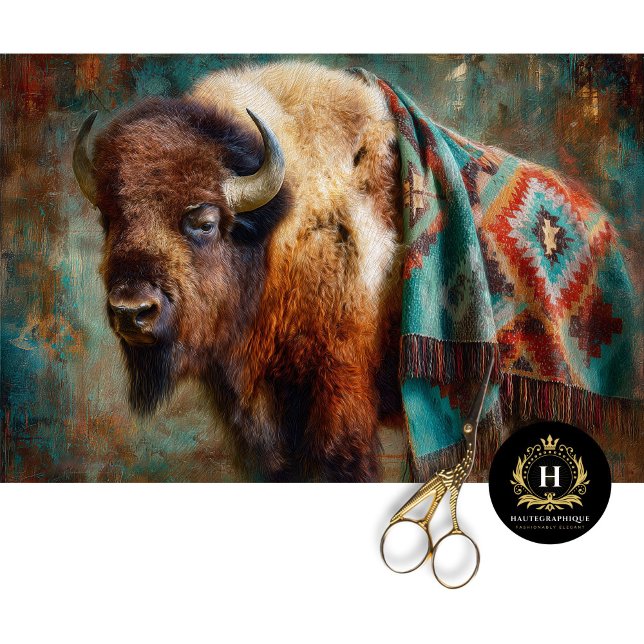 Papier Mousseline Portrait de bison turquoise du sud-ouest (Créateur téléchargé)