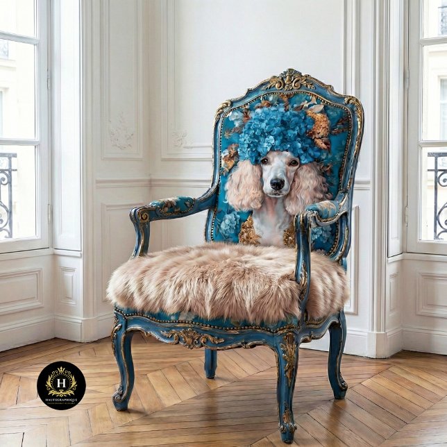 Papier Mousseline Portrait de caniche bleu Hydrangea Découpage (Créateur téléchargé)