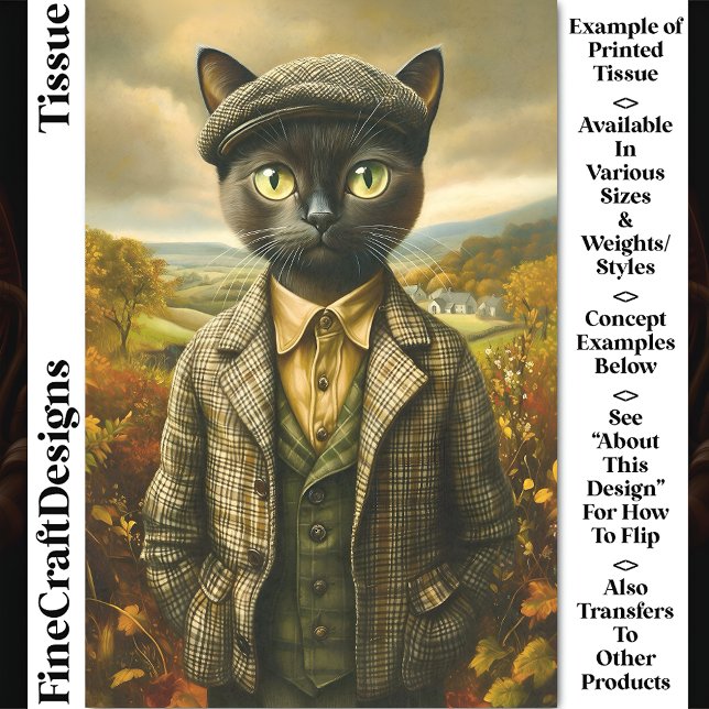 Papier Mousseline Portrait de chat fermier à la campagne Découpage C (Créateur téléchargé)