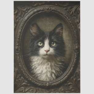 Papier Mousseline Portrait de chat smoking de style victorien en déc