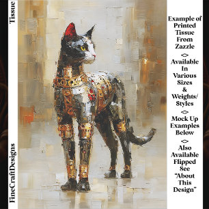 Papier Mousseline Portrait de chat Steampunk métallique EM5R découpa