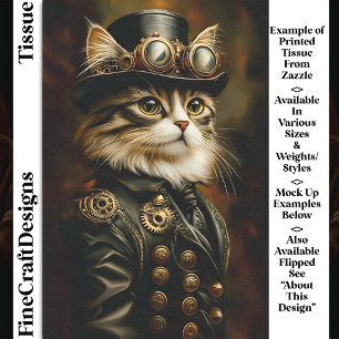 Papier Mousseline Portrait de chat tabby Steampunk royal découpage D