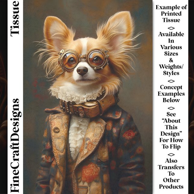 Papier Mousseline Portrait de chien Papillon Quirty & Fun Papillon C (Créateur téléchargé)