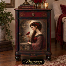 Portrait de Dame à l'Oiseau Cramoisi en Découpage