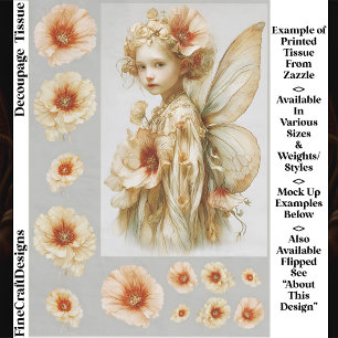 Papier Mousseline Portrait de fée aux fleurs Cottagecore FK1L découp