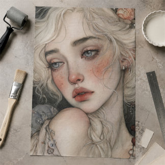 Papier Mousseline Portrait de femme blonde romantique en découpage d