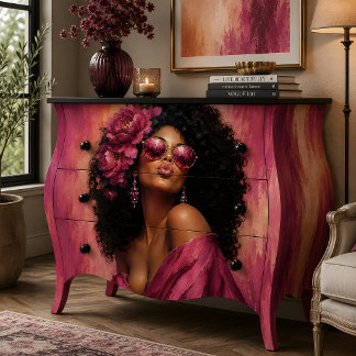 Papier Mousseline Portrait de femme Fleur rose Glamour