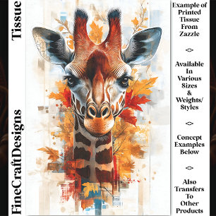 Papier Mousseline Portrait de girafe automnal rustique DE3 découpage