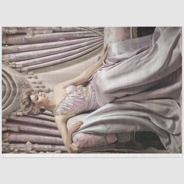 Papier Mousseline Portrait de Glam Woman's Beauty Lilac dans les ann (Recto)