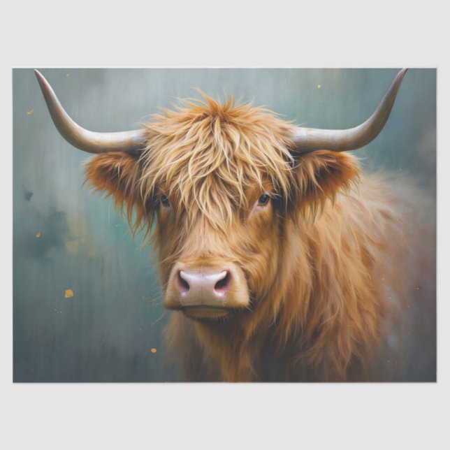 Papier Mousseline Portrait de Highland Cow (Recto)