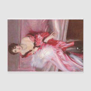 Papier Mousseline Portrait de Madame Juillard En Rouge par Boldini