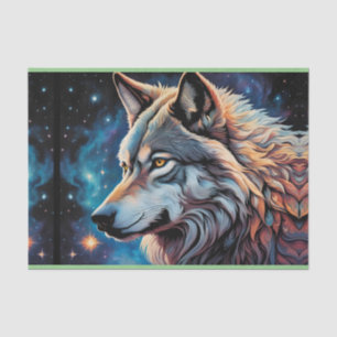 Papier Mousseline Portrait de nuit du loup gris Starry