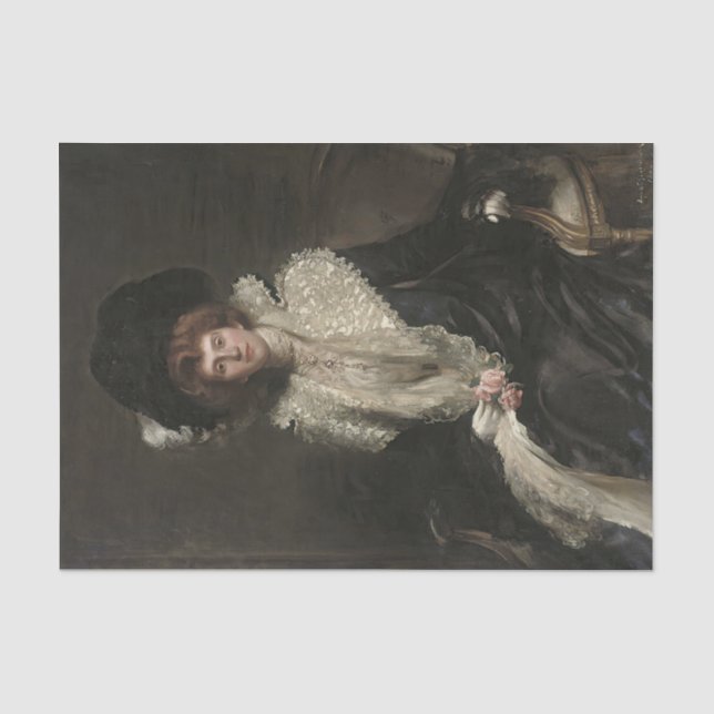 Papier Mousseline Portrait d'une dame par Hugh de Twenebrokes (Recto)