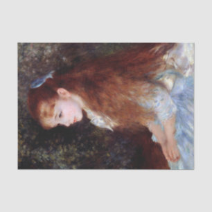 Papier Mousseline Portrait d'une fille au ruban bleu, Renoir