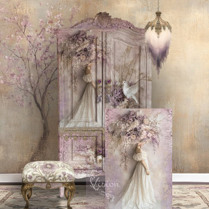 Papier Mousseline Portrait élégant de floraison de lilas Romance rus