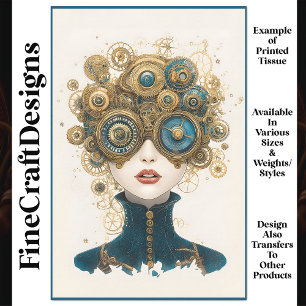 Papier Mousseline Portrait Féminin Chic Steampunk N8 Découpage