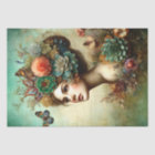 Portrait floral victorien Antique Découpage rustiq