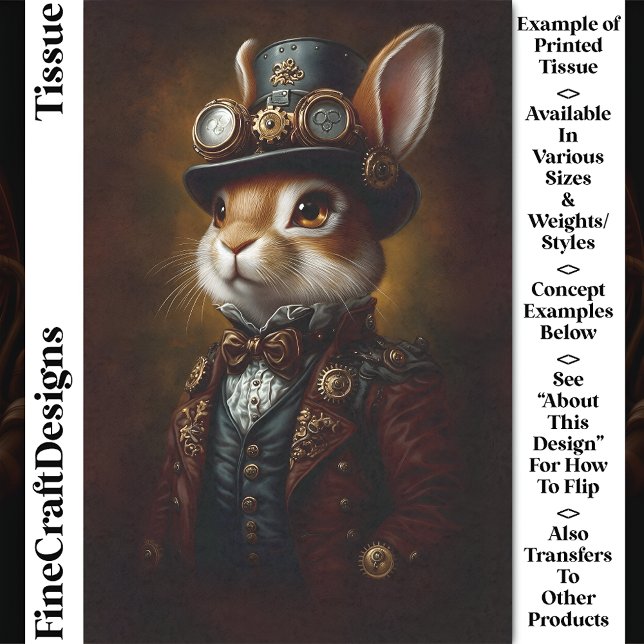 Papier Mousseline Portrait lapin lapin Steampunk CR6 Découpage (Créateur téléchargé)