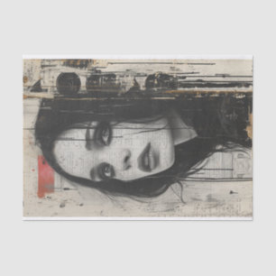 Papier Mousseline Portrait monochromatique de style Grunge