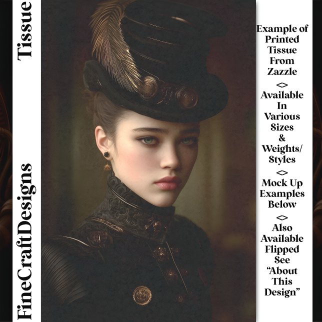 Papier Mousseline Portrait noir & or Steampunk DN8R Découpage (Créateur téléchargé)