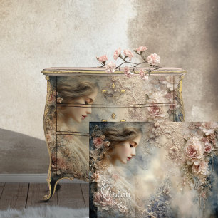Papier Mousseline Portrait romantique aux murmures évanouis floral v