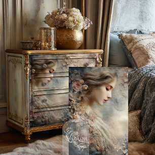 Papier Mousseline Portrait Rose Romantique aux Chuchotements Éteints