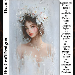Papier Mousseline Portrait Shabby Chic, Fleurs Blanches CX7L Decoupa