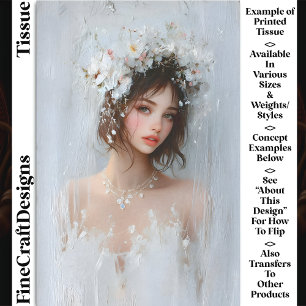 Papier Mousseline Portrait Shabby Chic, Fleurs Blanches CX7R Decoupa