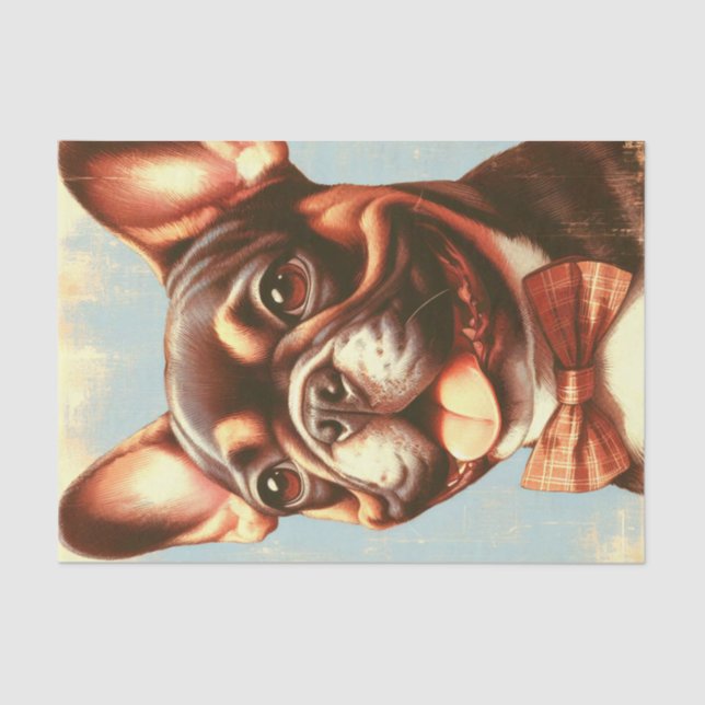 Papier Mousseline Portrait vintage de peinture Bulldog (Recto)