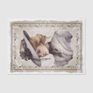 Papier Mousseline Portrait Vintage Victorien Portrait Découpage Tiss