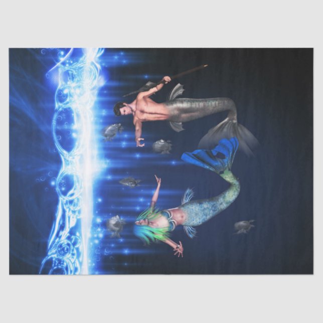 Papier Mousseline Poseidon et la sirène (Recto)