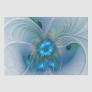 Papier Mousseline Position, Abstrait bleu turquoise fractal