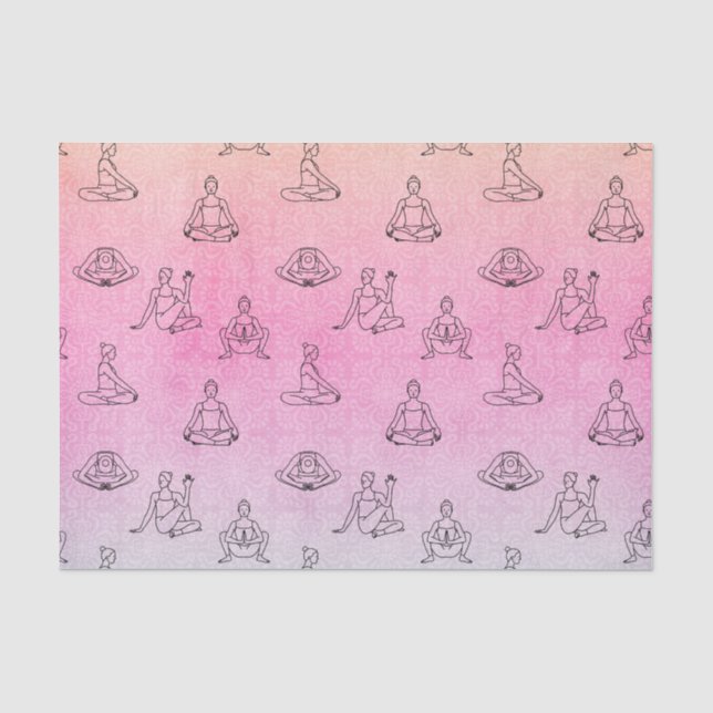 Papier Mousseline Positions Yoga Rose (Design 75 Pink Series) (Recto)
