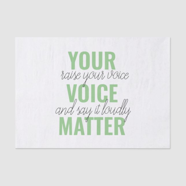 Papier Mousseline Positive Green Your Voice Matter Motivation Citati (Recto)