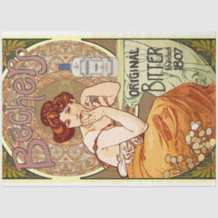 Papier Mousseline Poster Art Nouveau Dame 18 Découpage
