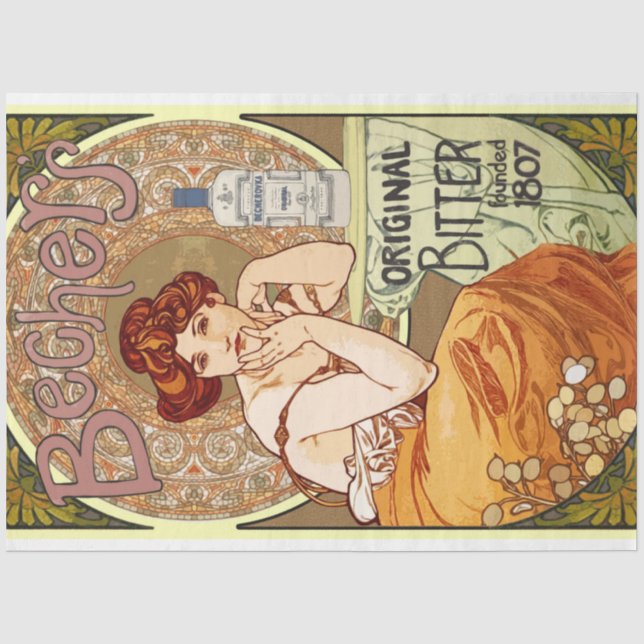Papier Mousseline Poster Art Nouveau Dame 18 Découpage (Recto)