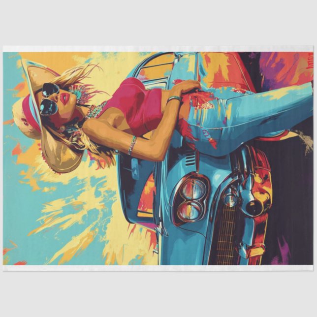 Papier Mousseline Poster Chic de voiture classique Decoupage (Recto)