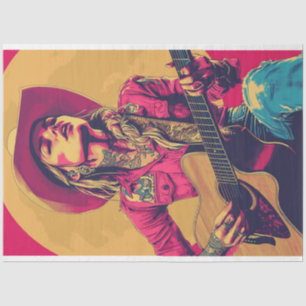 Papier Mousseline Poster classique Decoupage Nashville Girl Guitaris